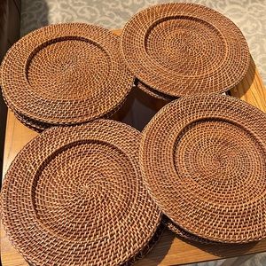 Crate&Barrel Artesia Honey Rattan Charger Plates